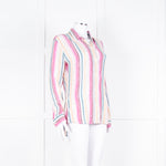 Rails Multi Coloured Stripes Gold Lurex Front Open Cotton Shirt