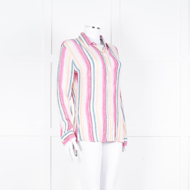 Rails Multi Coloured Stripes Gold Lurex Front Open Cotton Shirt