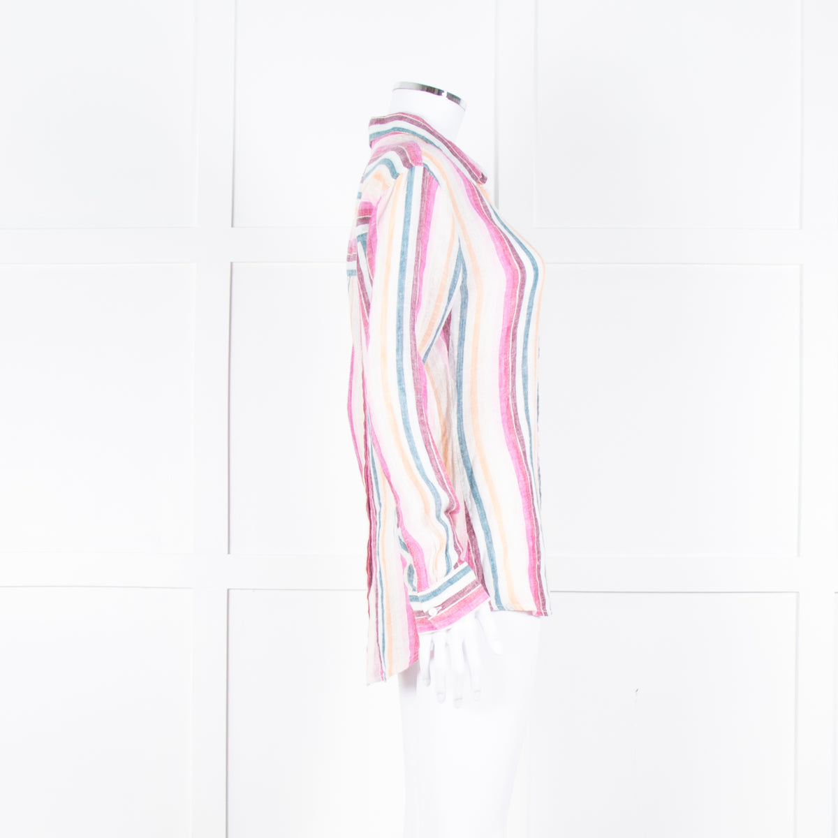 Rails Multi Coloured Stripes Gold Lurex Front Open Cotton Shirt