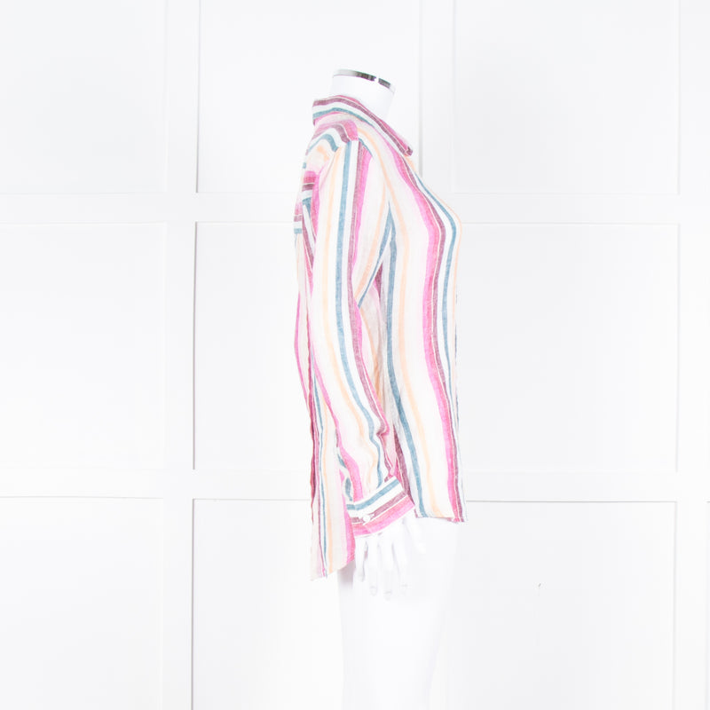 Rails Multi Coloured Stripes Gold Lurex Front Open Cotton Shirt