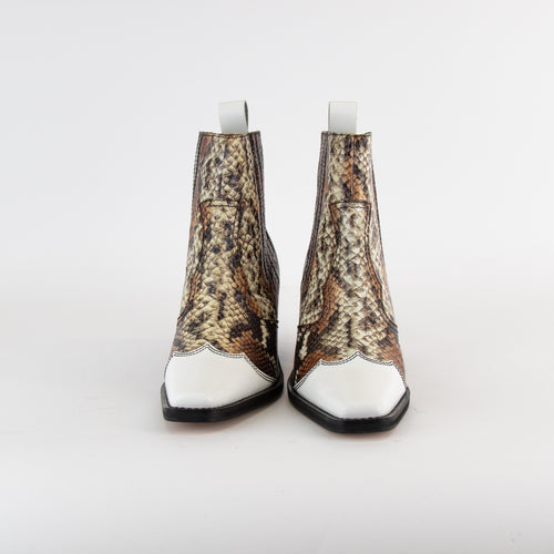 Ganni Lovina Brown Animal Print Cowboy Boots