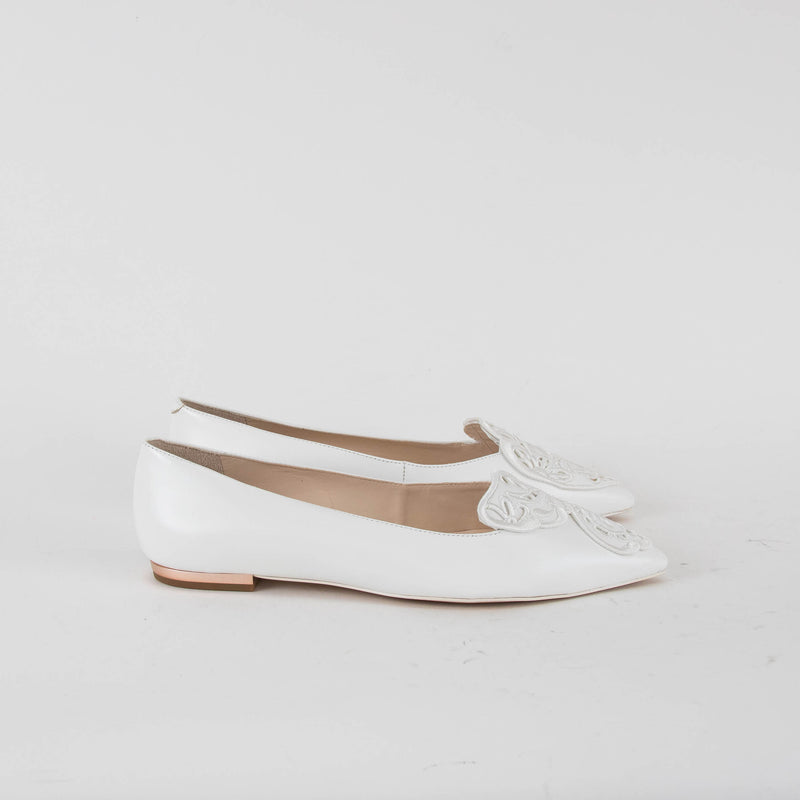Sophia Webster White Butterfly Embellished Pointy Shoes