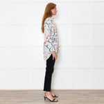Equipment White Multi Colour Print Silk Shirt