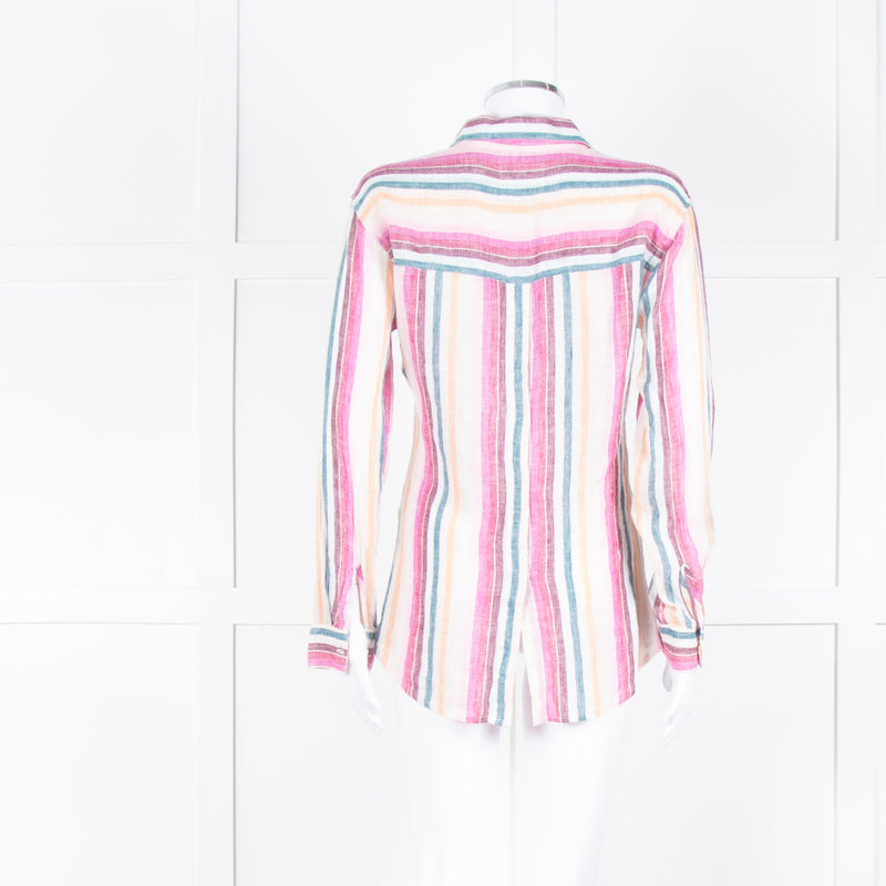 Rails Multi Coloured Stripes Gold Lurex Front Open Cotton Shirt