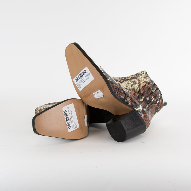 Ganni Lovina Brown Animal Print Cowboy Boots