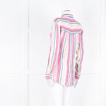 Rails Multi Coloured Stripes Gold Lurex Front Open Cotton Shirt
