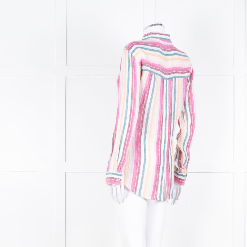 Rails Multi Coloured Stripes Gold Lurex Front Open Cotton Shirt