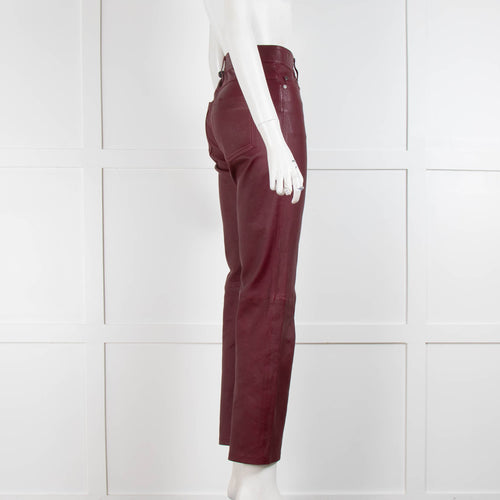 Joseph Red Leather Trousers