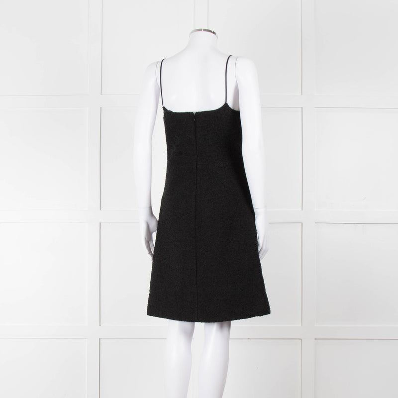 Louis Vuitton Black Boucle Strappy Dress with Gold Button Detail