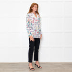 Equipment White Multi Colour Print Silk Shirt