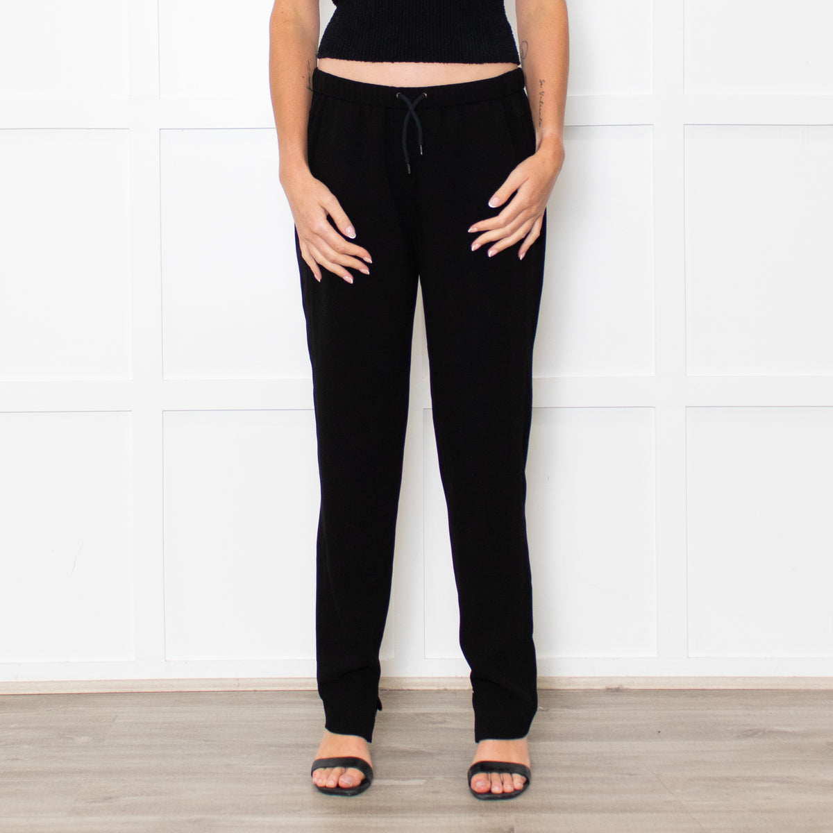 Maje Black Elasticated Waist Slim Leg Trousers