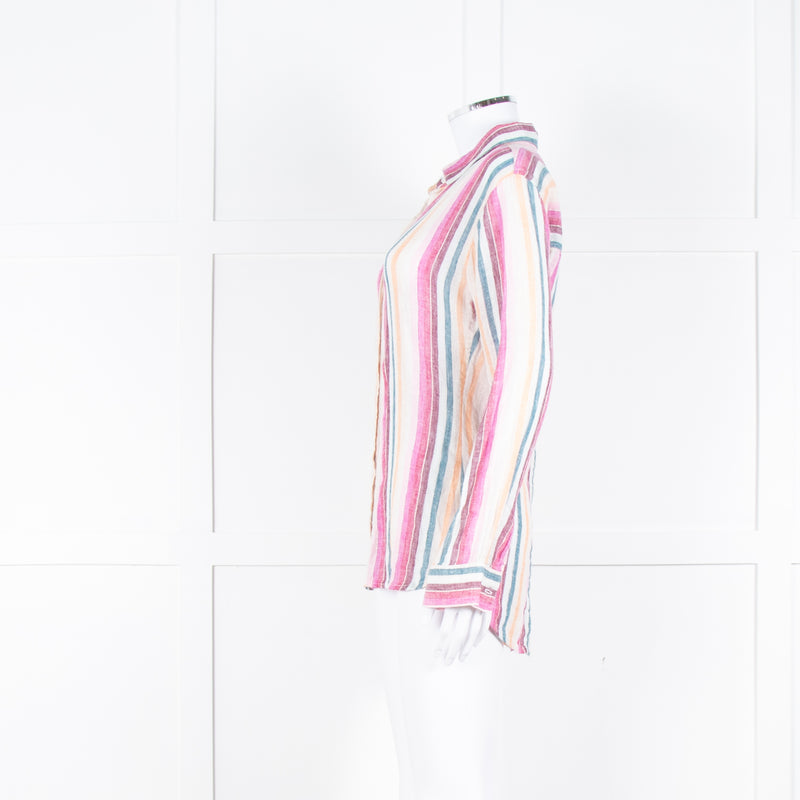 Rails Multi Coloured Stripes Gold Lurex Front Open Cotton Shirt