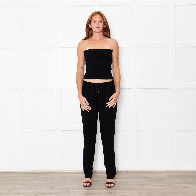 Maje Black Elasticated Waist Slim Leg Trousers
