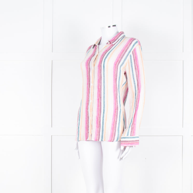 Rails Multi Coloured Stripes Gold Lurex Front Open Cotton Shirt