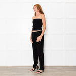 Maje Black Elasticated Waist Slim Leg Trousers