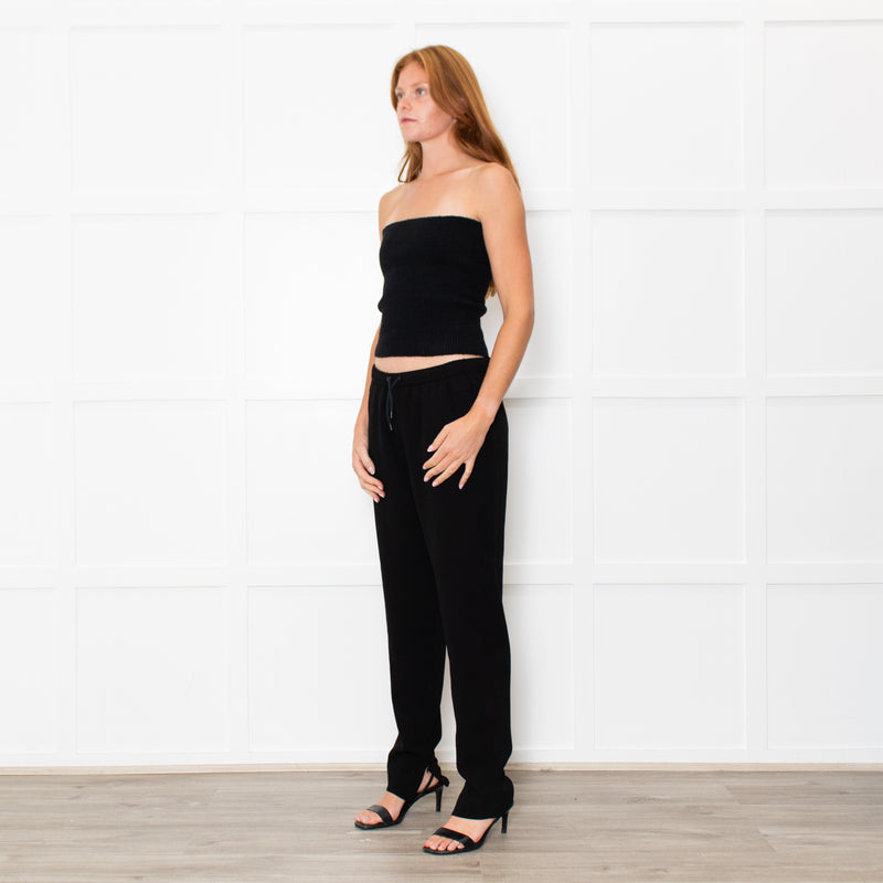 Maje Black Elasticated Waist Slim Leg Trousers