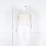 Maje Cream Embroidered Short Sleeve Cotton Top
