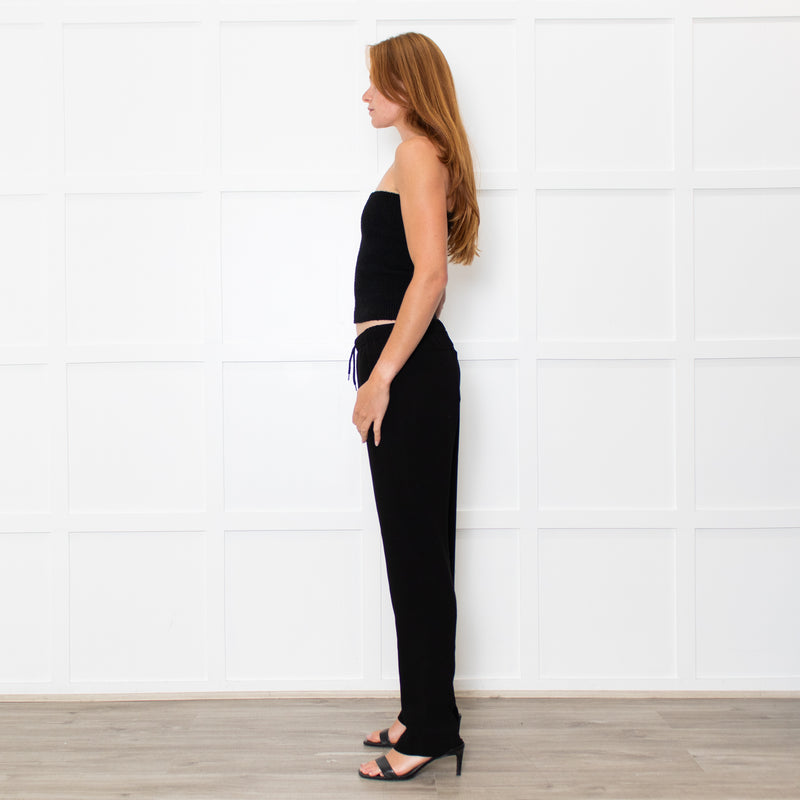 Maje Black Elasticated Waist Slim Leg Trousers