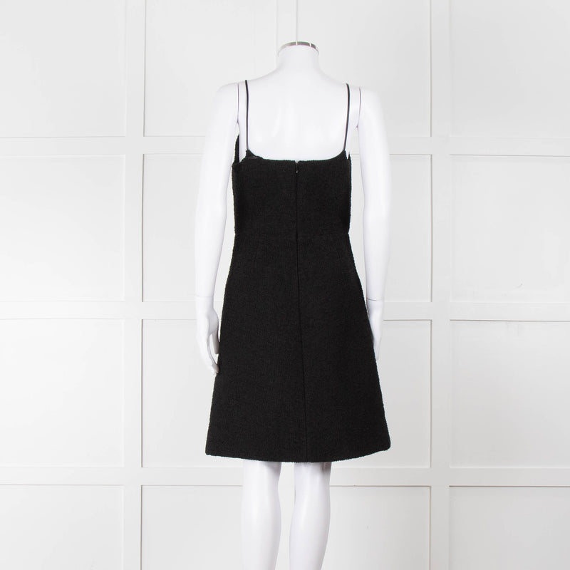 Louis Vuitton Black Boucle Strappy Dress with Gold Button Detail