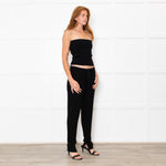 Maje Black Elasticated Waist Slim Leg Trousers