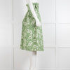 Shrimps Green White Floral Pleated Cotton Skirt
