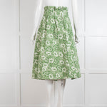 Shrimps Green White Floral Pleated Cotton Skirt
