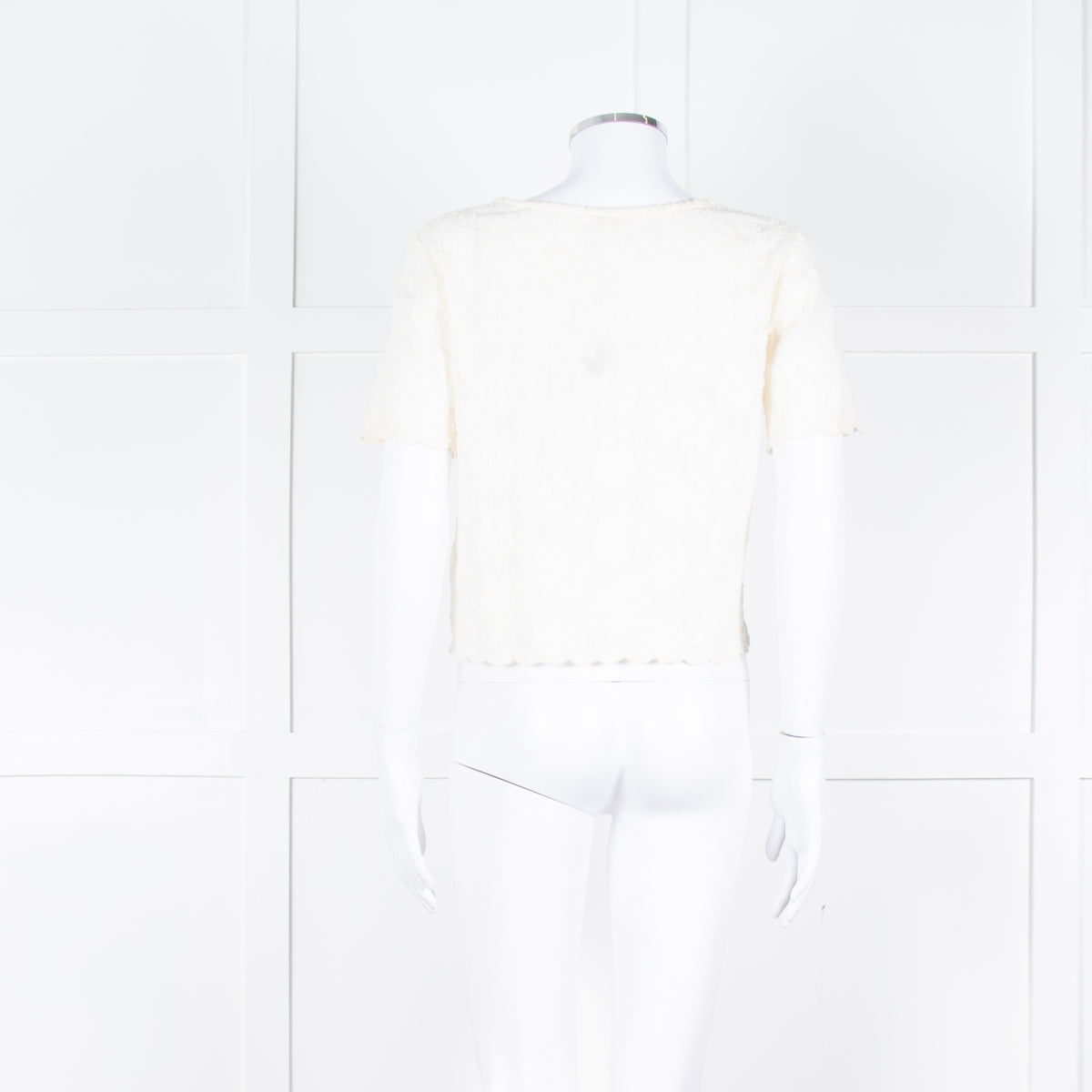 Maje Cream Embroidered Short Sleeve Cotton Top