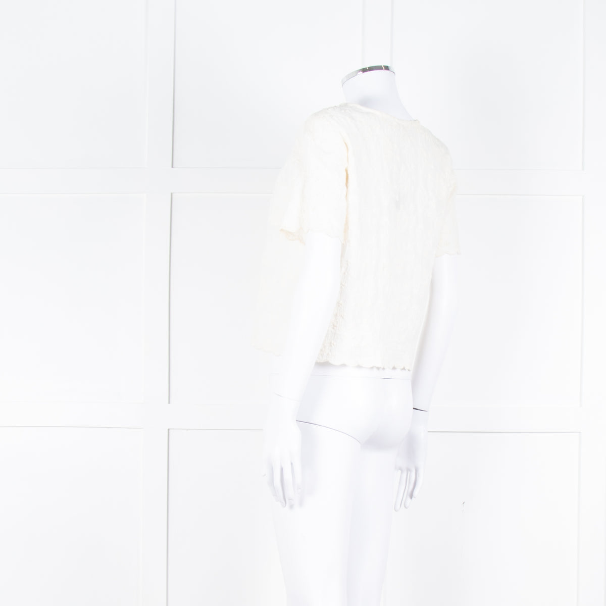 Maje Cream Embroidered Short Sleeve Cotton Top