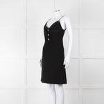 Louis Vuitton Black Boucle Strappy Dress with Gold Button Detail