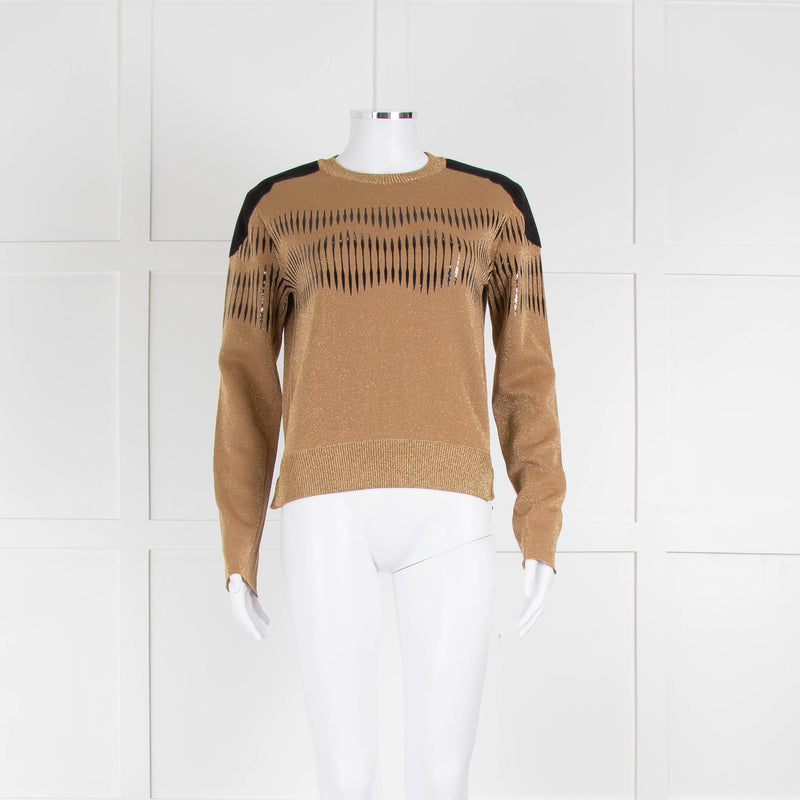 Louis Vuitton Gold Black Suede Patch Sweater