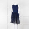 Christian Dior Blue Mesh Plisse Sleeveless Dress