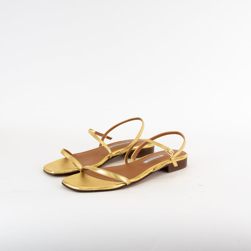 Emme Parsons Hope Flat Washed Gold Metallic Leather Sandal