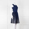 Christian Dior Blue Mesh Plisse Sleeveless Dress
