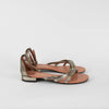 Robert Clergerie Bronze Metallic Flat Ankle Strap Sandals