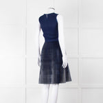 Christian Dior Blue Mesh Plisse Sleeveless Dress