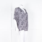 Pyrus Grey Black Pattern Short Sleeve Top