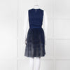 Christian Dior Blue Mesh Plisse Sleeveless Dress