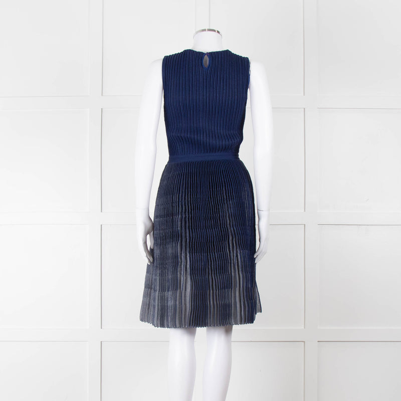 Christian Dior Blue Mesh Plisse Sleeveless Dress