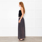 See By Chloe Black White Ditzy Floral Pleated Maxi Skirt