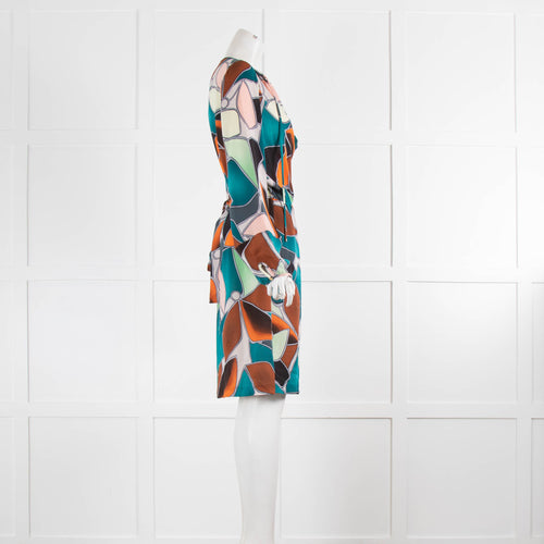 Diane Von Furstenburg Multicoloured Wrap Short Long Sleeve Dress