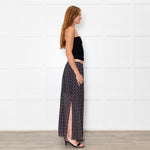 See By Chloe Black White Ditzy Floral Pleated Maxi Skirt