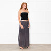 See By Chloe Black White Ditzy Floral Pleated Maxi Skirt