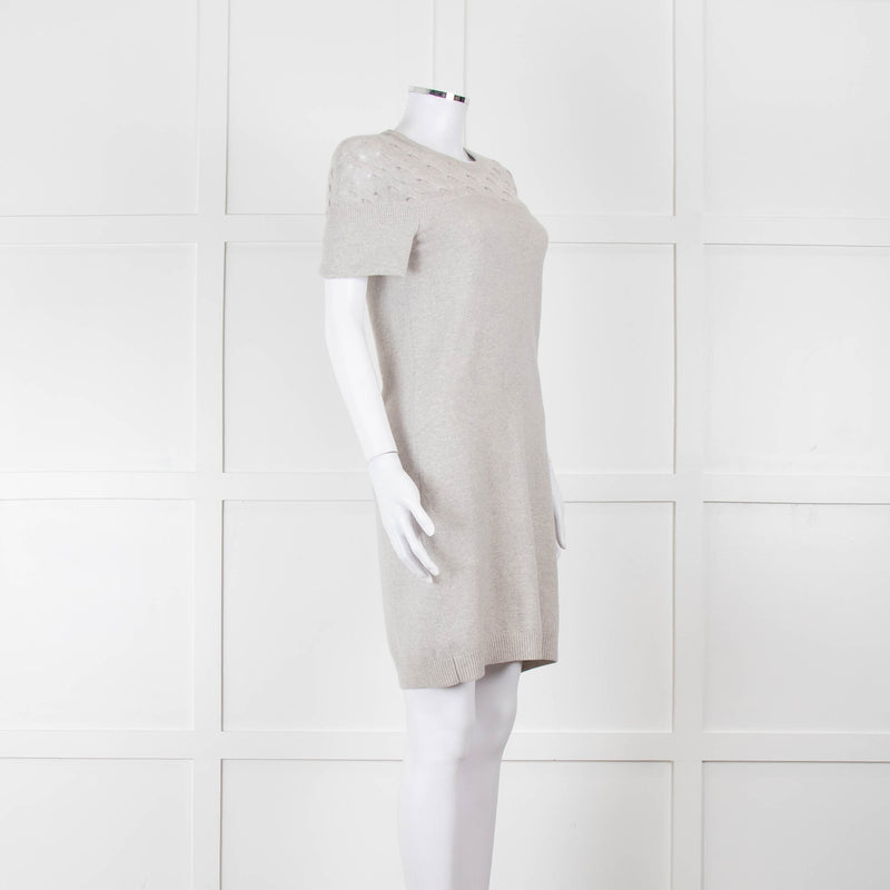 Chanel Light Grey Cashmere Lattice Short Sleeve Dress