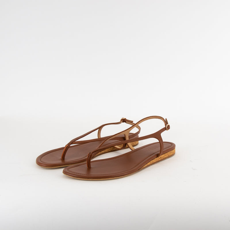 Gabriela Hearst Gia Leather Thong Sandal Brown