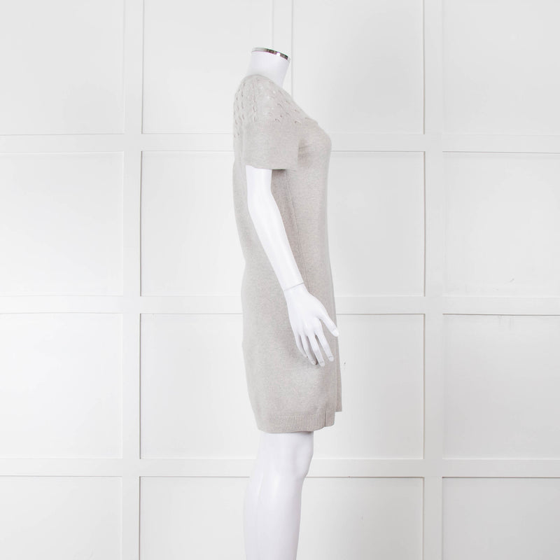 Chanel Light Grey Cashmere Lattice Short Sleeve Dress