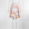 Fendi White Orange Bird Of Paradise Jacquard Full Skirt