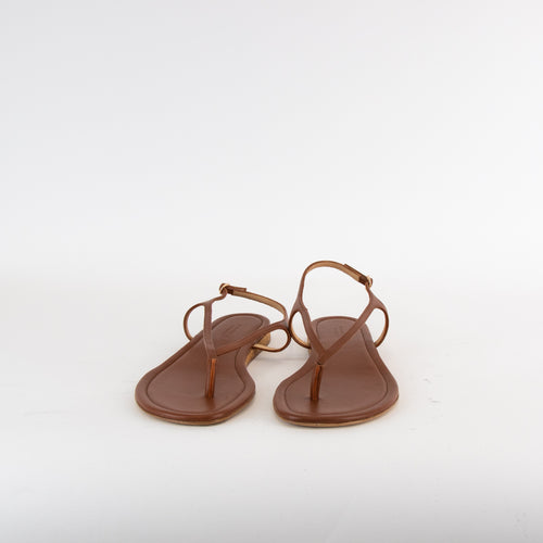 Gabriela Hearst Gia Leather Thong Sandal Brown