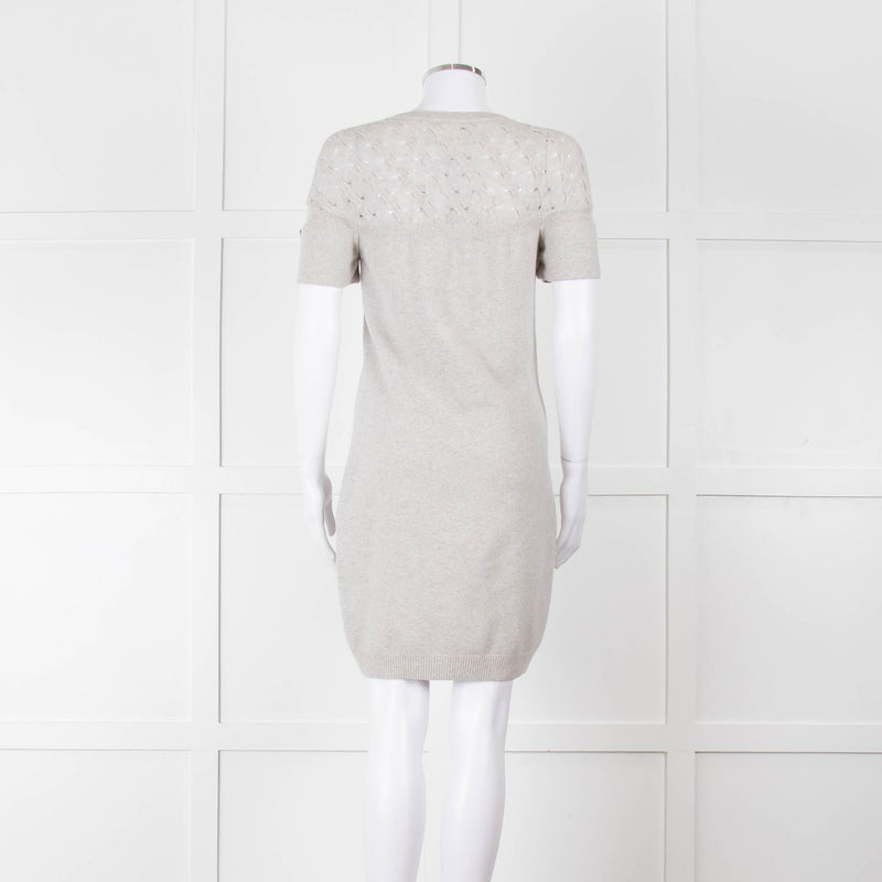 Chanel Light Grey Cashmere Lattice Short Sleeve Dress