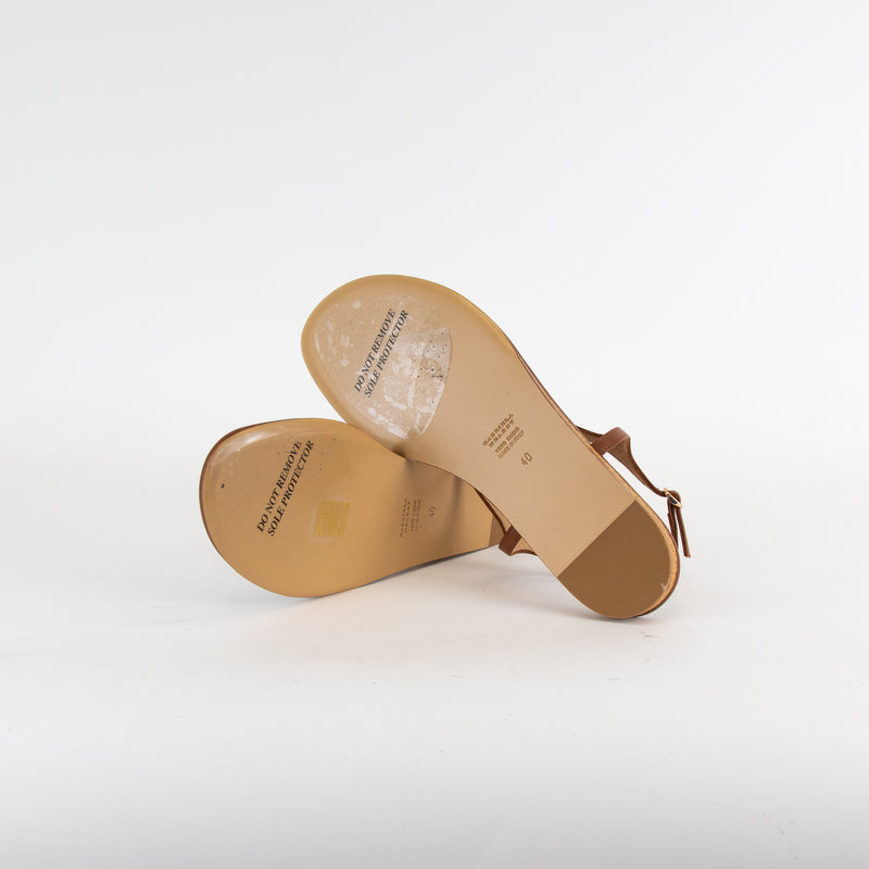 Gabriela Hearst Gia Leather Thong Sandal Brown