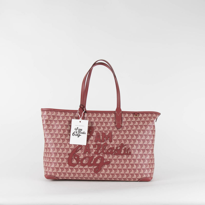 Anya Hindmarch Medium Damson I am a Plastic Bag Zipped Tote